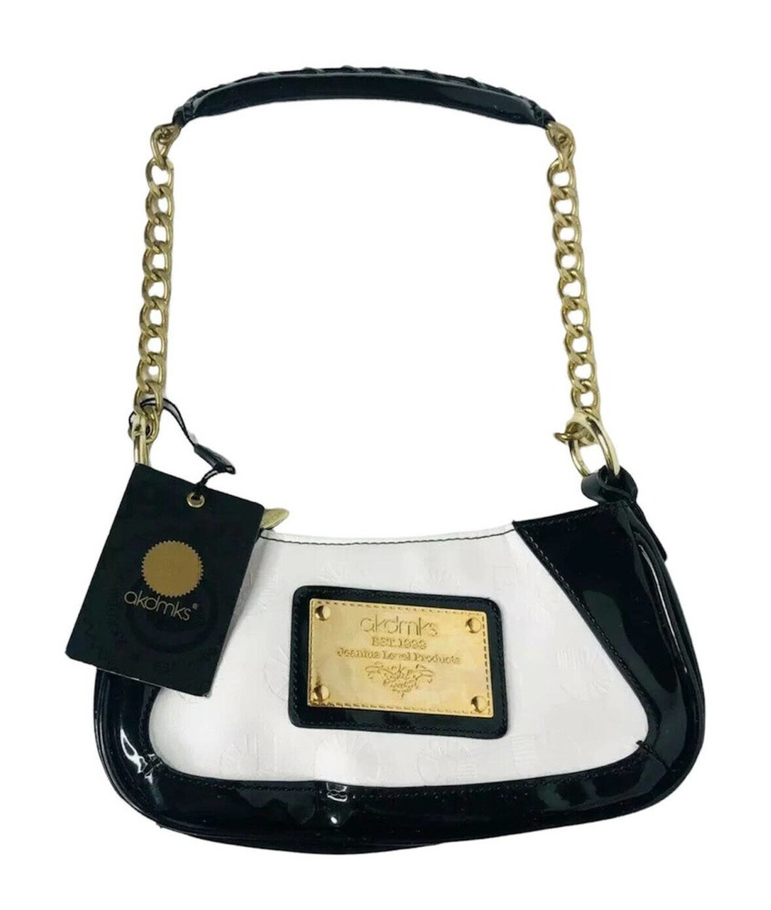 NEW Akademiks Y2K‎ Black and White Embossed Logo Purse with Chain Strap MSRP $48